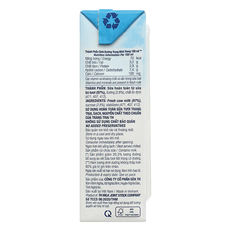 Lốc 4 hộp sữa tươi tiệt trùng TH true MILK ít đường 180 ml (từ 1 tuổi) 21