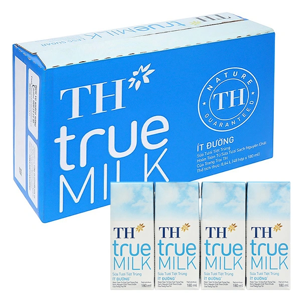 Thùng 48 hộp sữa tươi tiệt trùng TH true MILK ít đường 180 ml (từ 1 tuổi) 1