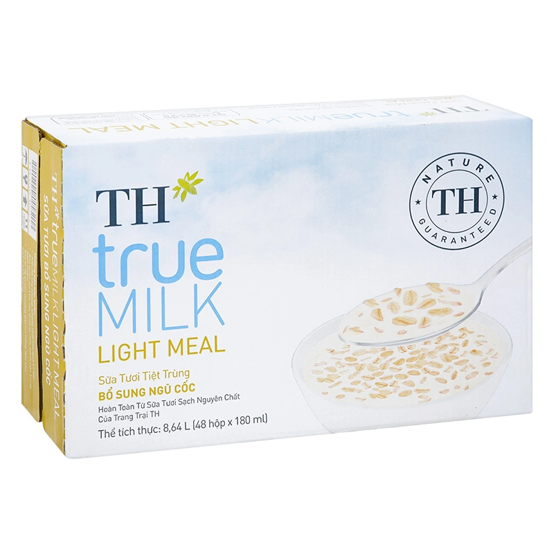 Thùng 48 hộp sữa tươi tiệt trùng TH true MILK Light Meal ngũ cốc ít đường 180 ml (từ 1 tuổi) 2