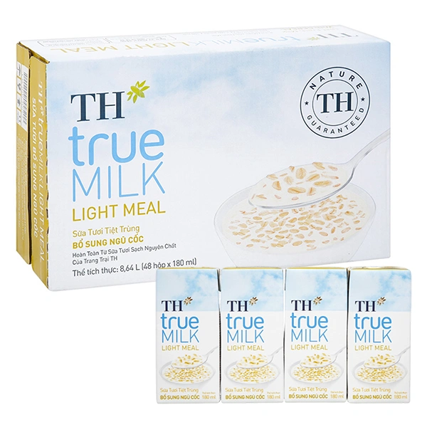 Thùng 48 hộp sữa tươi tiệt trùng TH true MILK Light Meal ngũ cốc ít đường 180 ml (từ 1 tuổi) 1