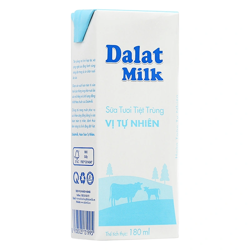 Lốc 4 hộp sữa tươi tiệt trùng Dalat Milk không đường 180 ml (từ 1 tuổi) 19