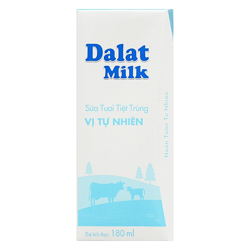 Lốc 4 hộp sữa tươi tiệt trùng Dalat Milk không đường 180 ml (từ 1 tuổi) 20