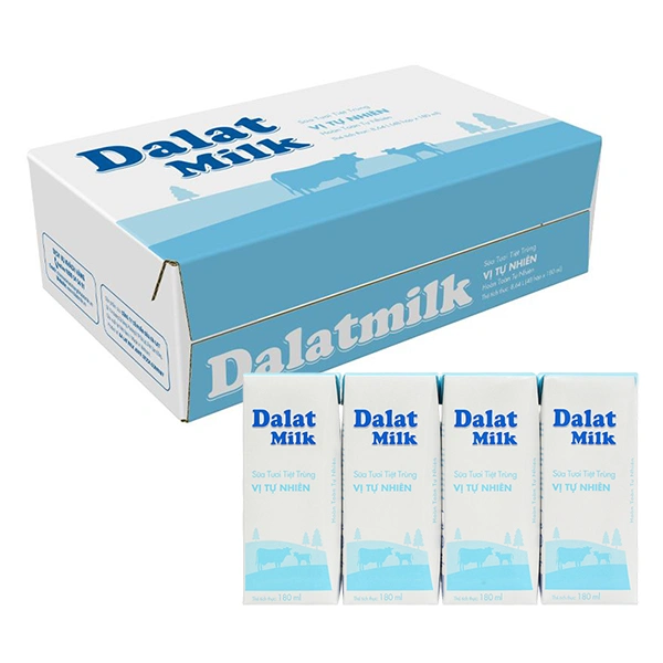 Thùng 48 hộp sữa tươi tiệt trùng Dalat Milk không đường
