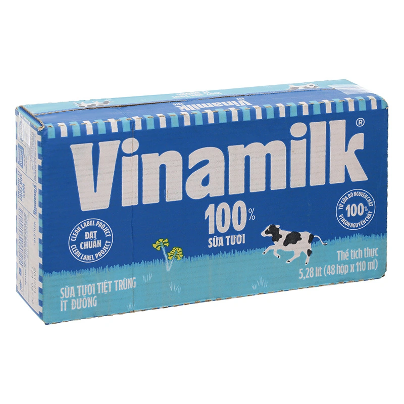Thùng 48 hộp sữa tươi tiệt trùng Vinamilk ít đường 110 ml (từ 1 tuổi) 2