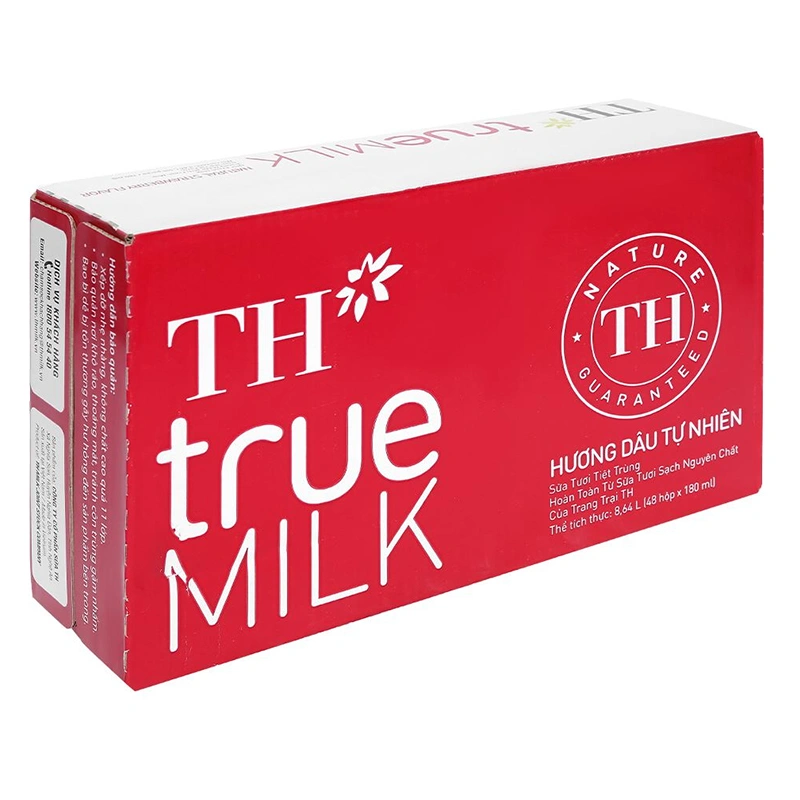 Lốc 4 hộp sữa tươi tiệt trùng TH true MILK có đường hương dâu 180 ml (từ 1 tuổi) 12