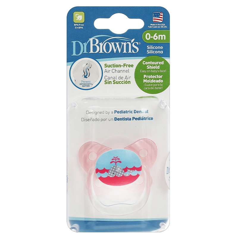 Ti ngậm Dr.Brown's chỉnh nha (0 - 6 tháng) - Màu hồng 2
