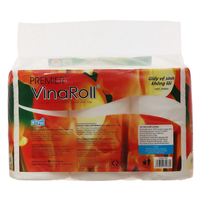 Lốc 6 cuộn giấy vệ sinh PREMIER Vinaroll không mùi 3 lớp 2