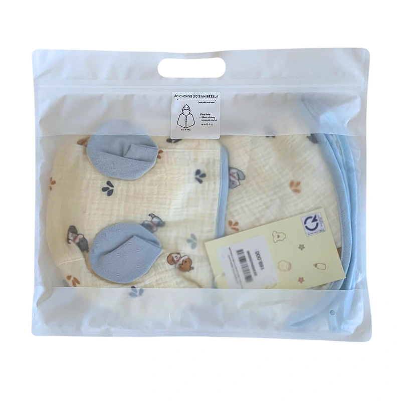 Áo choàng Bessla 0 - 24 tháng in hình rồng xanh màu be 19