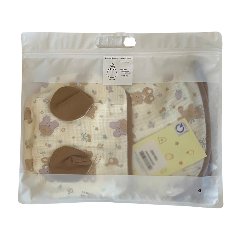 Áo choàng Bessla 0 - 24 tháng in hình rồng xanh màu be 25