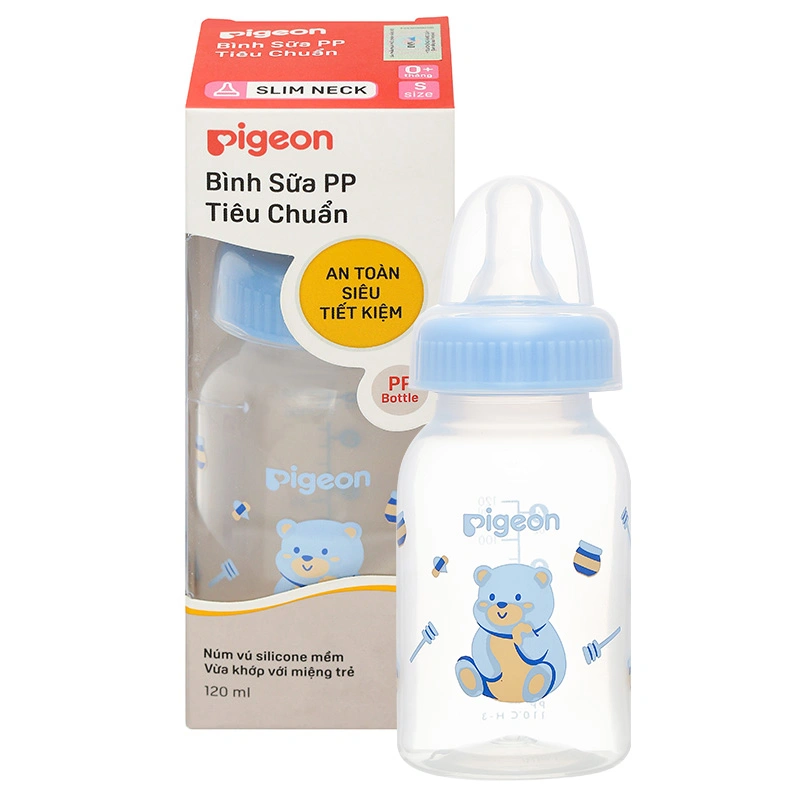 Bình sữa nhựa PP Pigeon cổ hẹp 120 ml - Hình gấu (0 - 4 tháng) 11