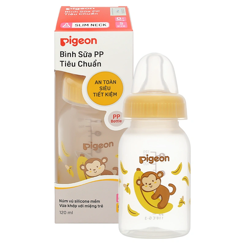 Bình sữa nhựa PP Pigeon cổ hẹp 120 ml - Hình khỉ (0 - 4 tháng) 11