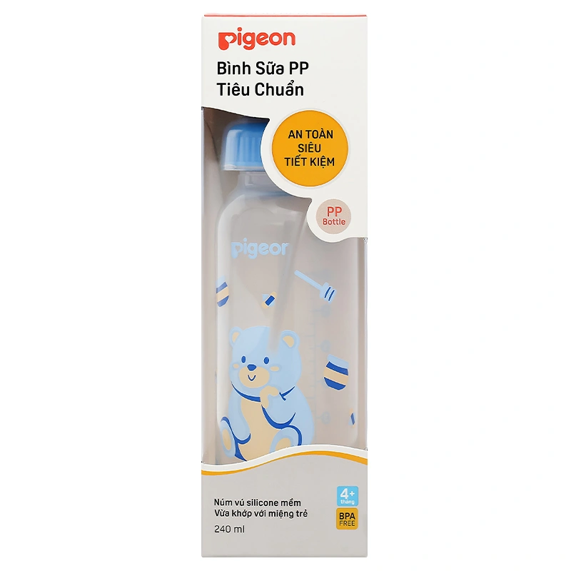 Bình sữa nhựa PP Pigeon cổ hẹp 120 ml - Hình gấu (0 - 4 tháng) 28