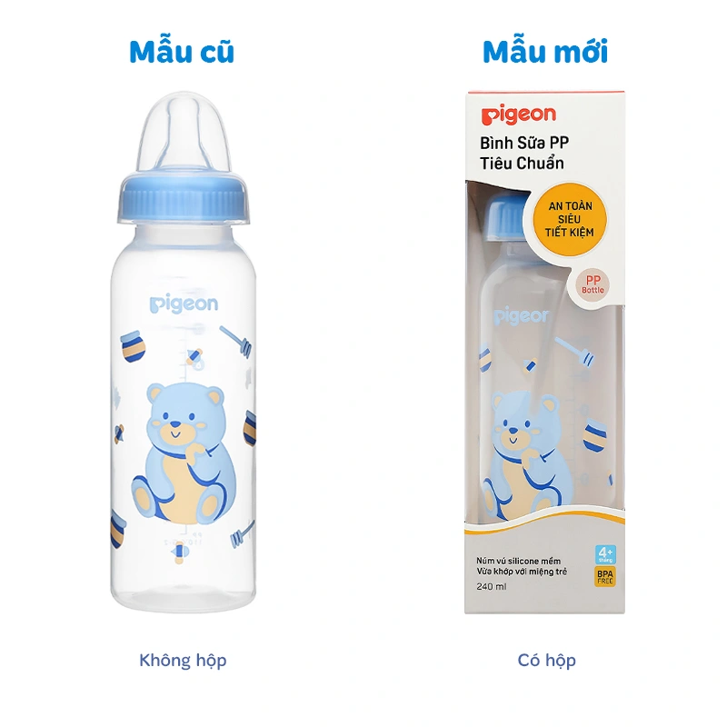 Bình sữa nhựa PP Pigeon cổ hẹp 120 ml - Hình gấu (0 - 4 tháng) 19