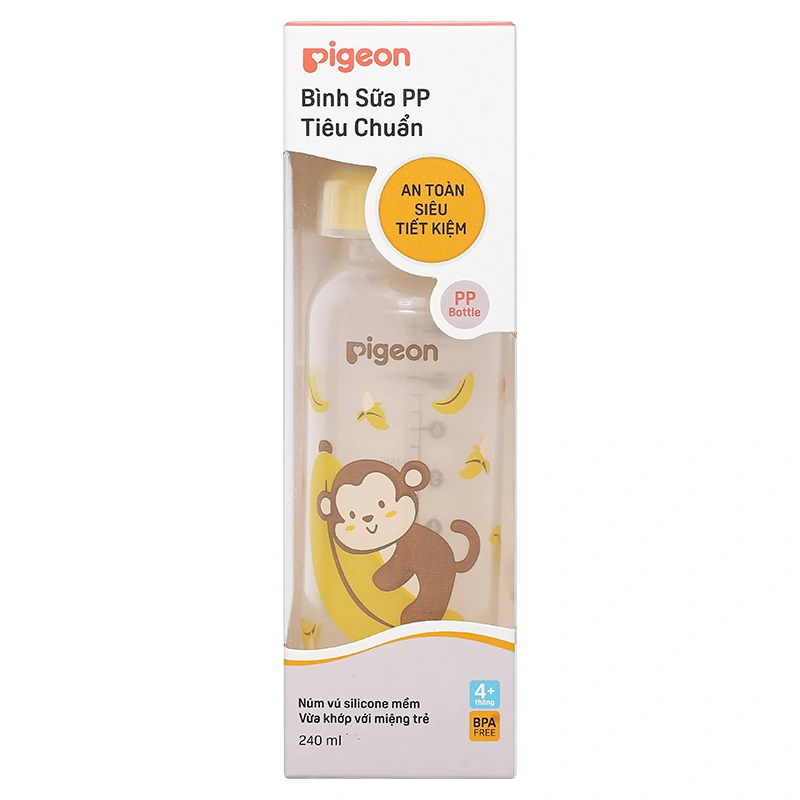Bình sữa nhựa PP Pigeon cổ hẹp 120 ml - Hình khỉ (0 - 4 tháng) 27