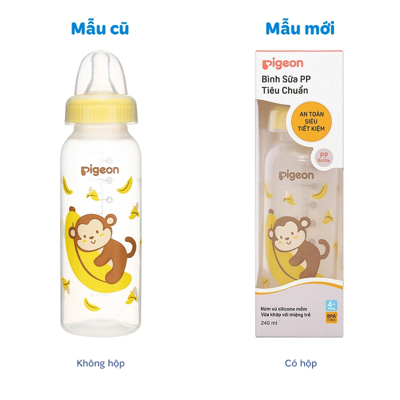 Bình sữa nhựa PP Pigeon cổ hẹp 120 ml - Hình khỉ (0 - 4 tháng) 19