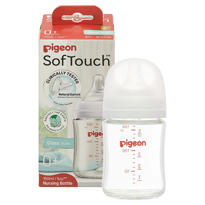 Bình sữa thủy tinh Pigeon Softouch Baby-Friendly World cổ rộng 240 ml (từ 3 tháng) 22