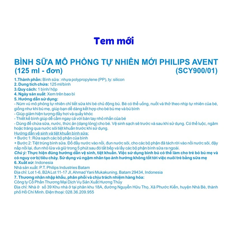 Bình sữa nhựa PP Philips Avent SCY900/01 cổ rộng 125 ml (0 - 1 tháng) 12