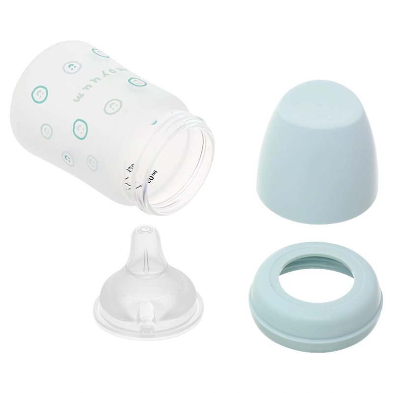 Bình sữa thủy tinh tráng silicone Moyuum cổ rộng 150 ml - Mặt cười (0 - 2 tháng) 4