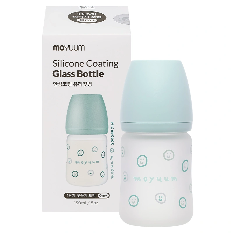 Bình sữa thủy tinh tráng silicone Moyuum cổ rộng 150 ml - Mặt cười (0 - 2 tháng) 9