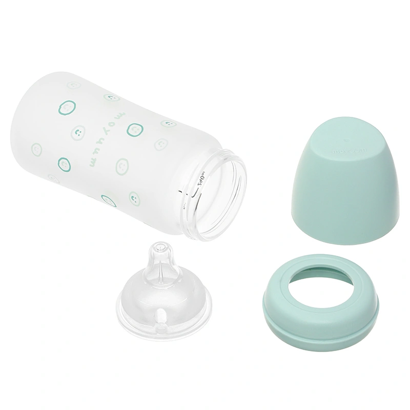 Bình sữa thủy tinh tráng silicone Moyuum cổ rộng 150 ml - Mặt cười (0 - 2 tháng) 16