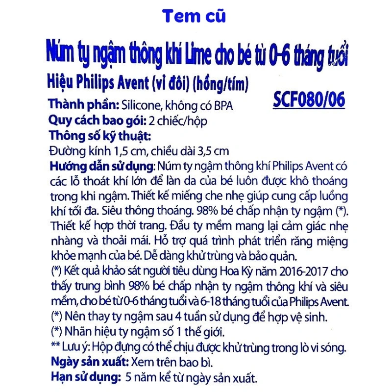 Bộ 2 ti ngậm Philips Avent thông khí SCF080/05 (0 - 6 tháng) - Màu xanh, vàng 8