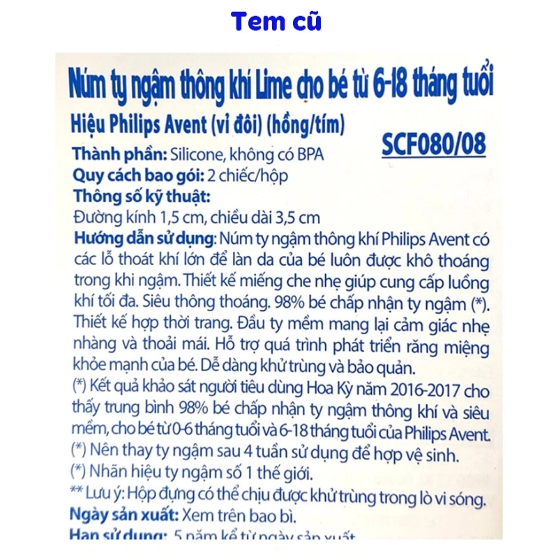 Bộ 2 ti ngậm Philips Avent thông khí SCF080/05 (0 - 6 tháng) - Màu xanh, vàng 19