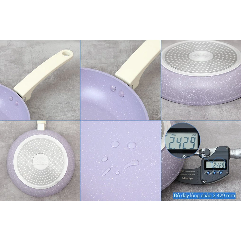Bộ chảo quánh nhôm chống dính nắp kính Green Cook GCS247-T2 6