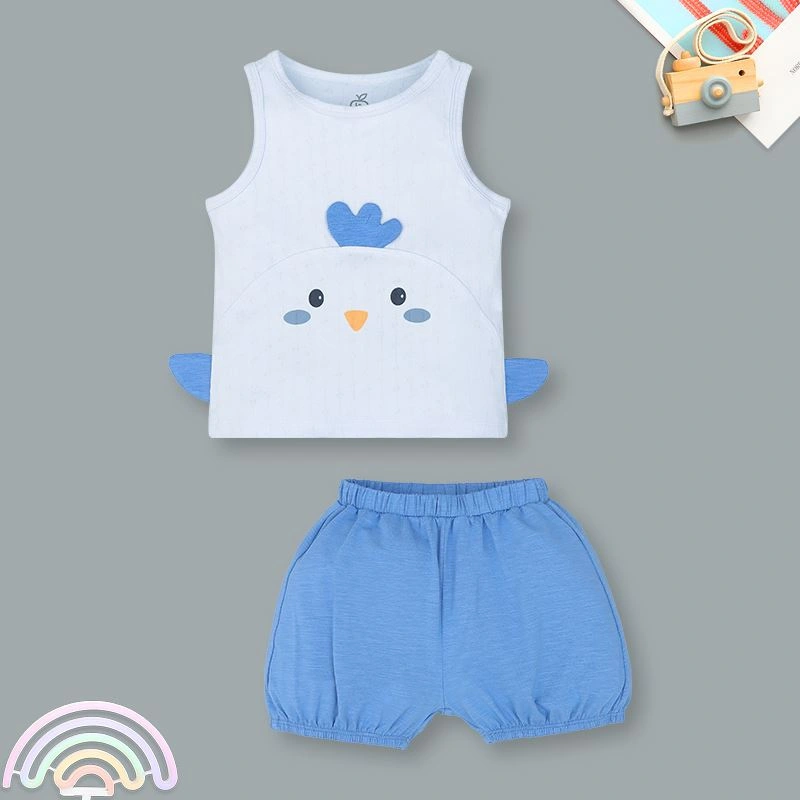 Bộ sát nách bé trai La Pomme bạn nhỏ trong vườn màu xanh dương 3