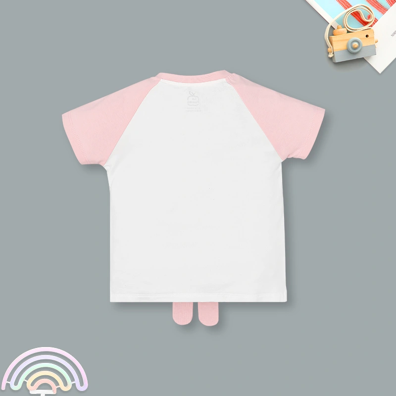 Bộ tay ngắn bé gái La Pomme rong chơi cùng sắc màu màu hồng - trắng 5