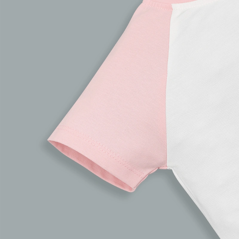 Bộ tay ngắn bé gái La Pomme rong chơi cùng sắc màu màu hồng - trắng 7