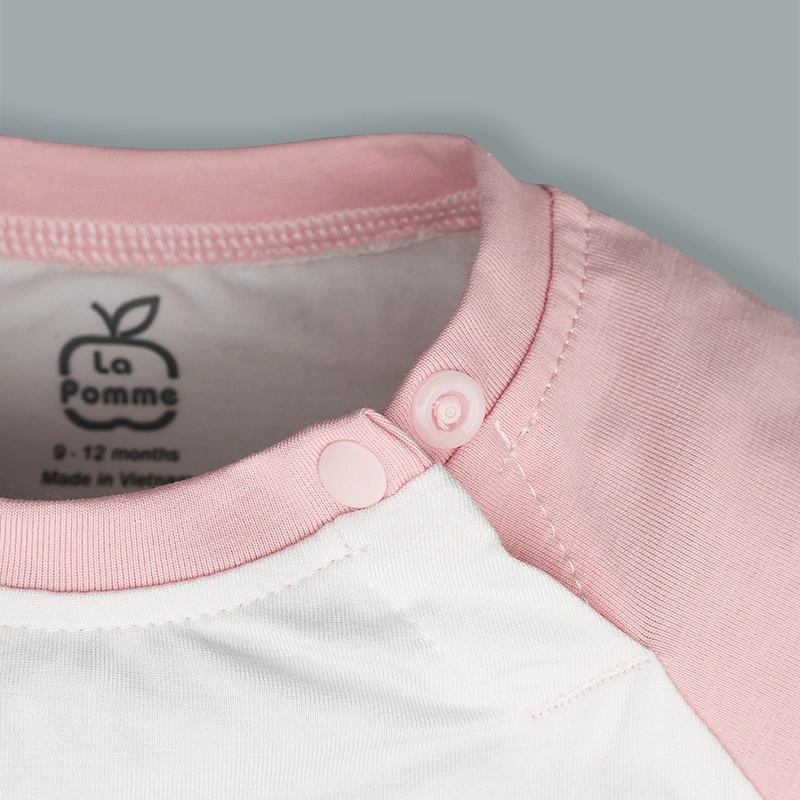 Bộ tay ngắn bé gái La Pomme rong chơi cùng sắc màu màu hồng - trắng 8