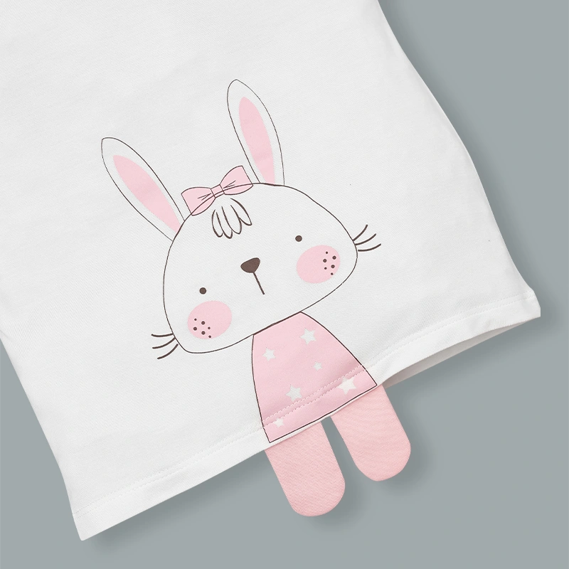 Bộ tay ngắn bé gái La Pomme rong chơi cùng sắc màu màu hồng - trắng 9