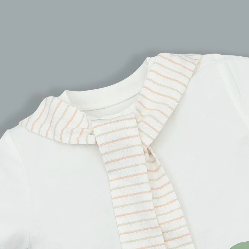 Bộ tay ngắn bé trai La Pomme Funny Baby màu xanh rêu - trắng 5