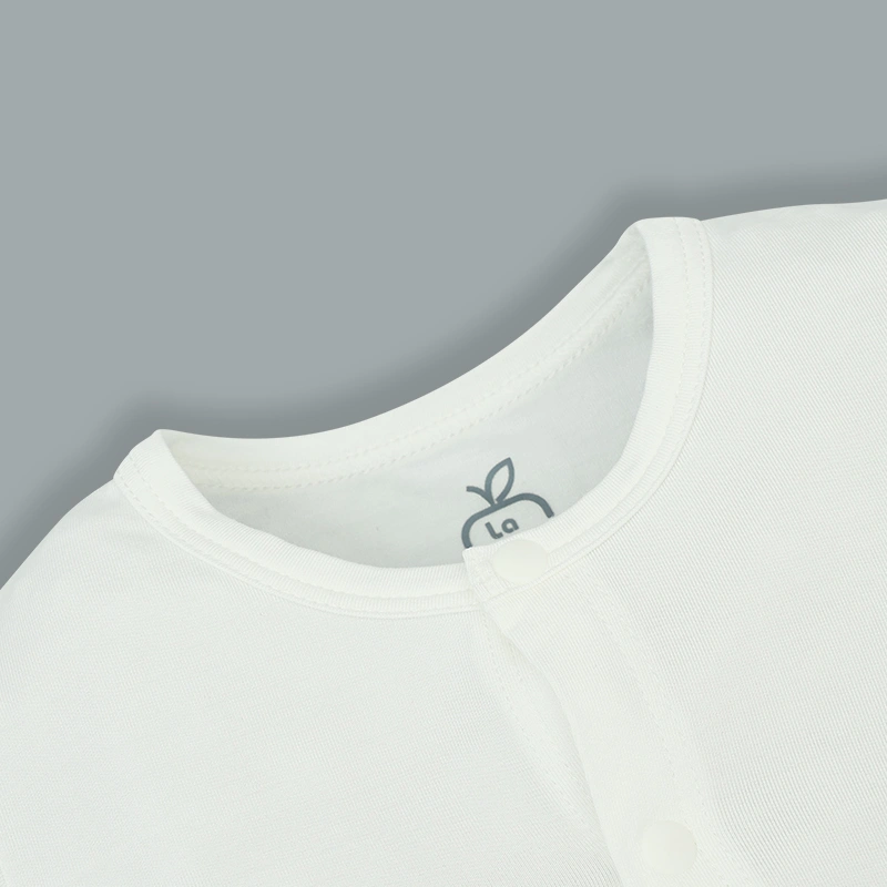 Bộ tay ngắn cài giữa bạn nhỏ dễ thương La Pomme màu ghi - trắng 8