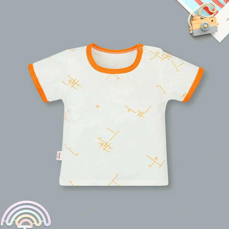 Bộ tay ngắn cổ thuyền IQ Baby màu trắng viền cam 2