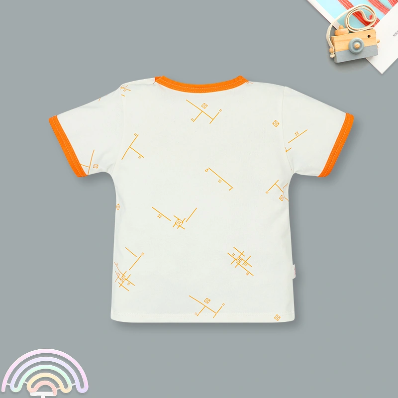 Bộ tay ngắn cổ thuyền IQ Baby màu trắng viền cam 3