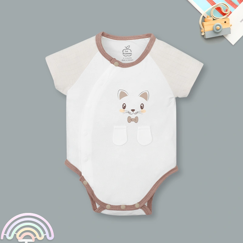 Bodysuit cài chéo bé nhỏ ngọt ngào La Pomme màu be - trắng 4