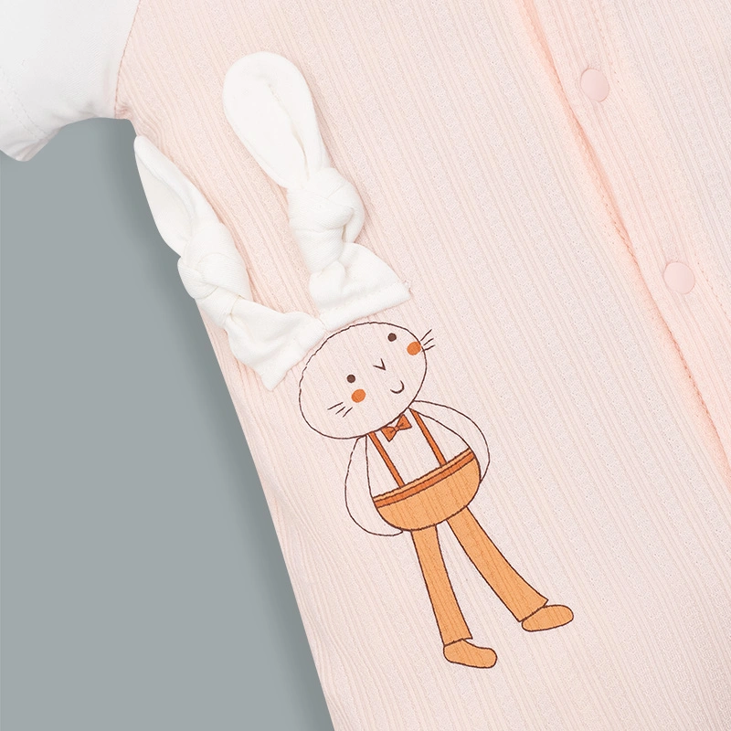 Bodysuit cài giữa raglan bạn thỏ tai dài La Pomme màu xanh dương - trắng 19