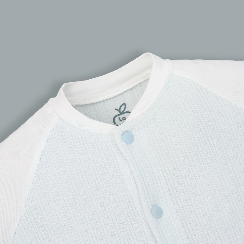 Bodysuit cài giữa raglan bạn thỏ tai dài La Pomme màu xanh dương - trắng 5