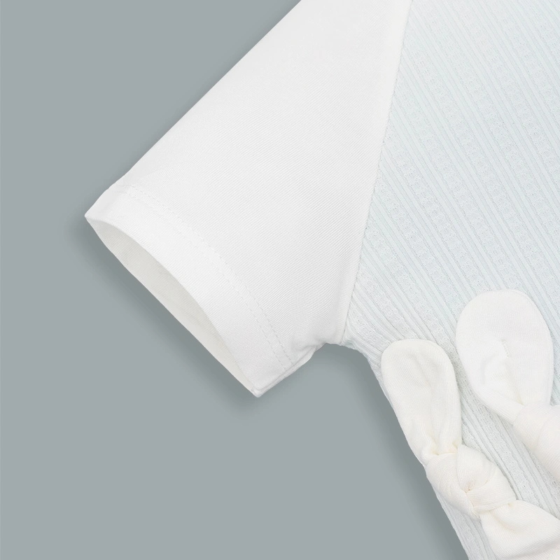 Bodysuit cài giữa raglan bạn thỏ tai dài La Pomme màu xanh dương - trắng 6