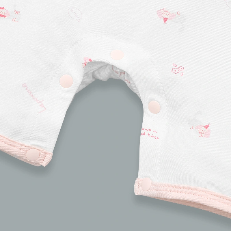 Bodysuit cài vai họa tiết ngộ nghĩnh La Pomme màu hồng - trắng 8