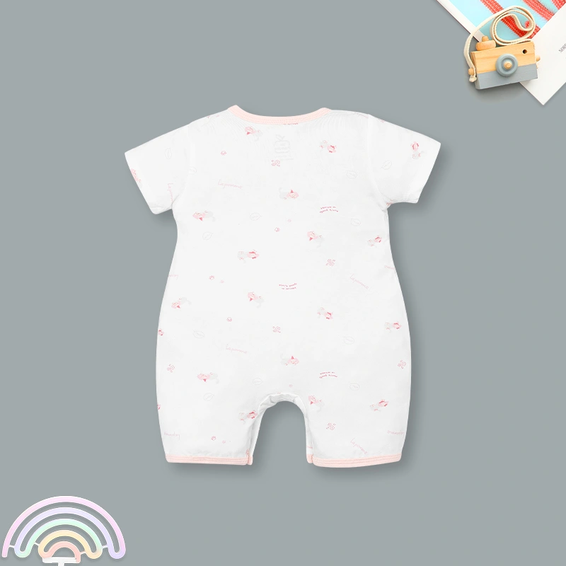 Bodysuit cài vai họa tiết ngộ nghĩnh La Pomme màu hồng - trắng 5