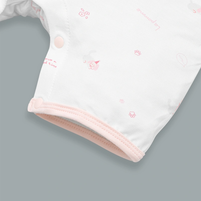 Bodysuit cài vai họa tiết ngộ nghĩnh La Pomme màu hồng - trắng 7