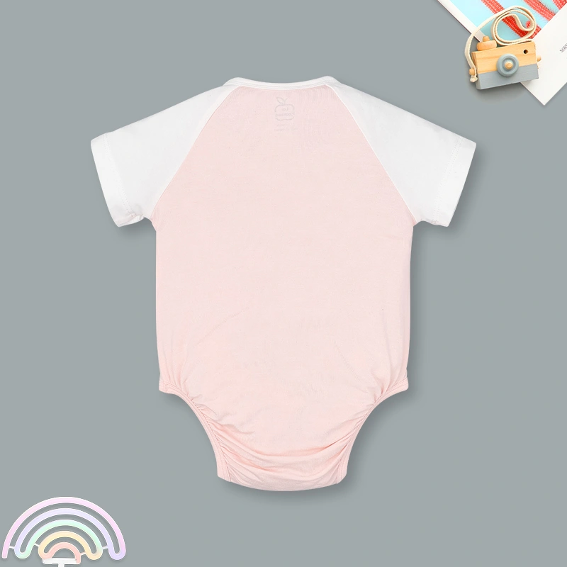 Bodysuit cài vai raglan xin chào bạn mới La Pomme màu hồng - trắng 6