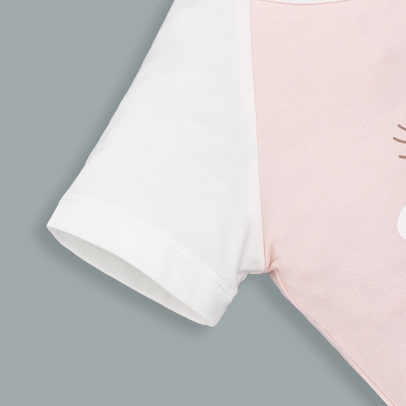 Bodysuit cài vai raglan xin chào bạn mới La Pomme màu hồng - trắng 8