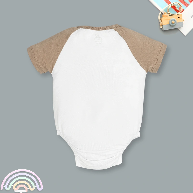 Bodysuit cài vai raglan xin chào bạn mới La Pomme màu hồng - trắng 15
