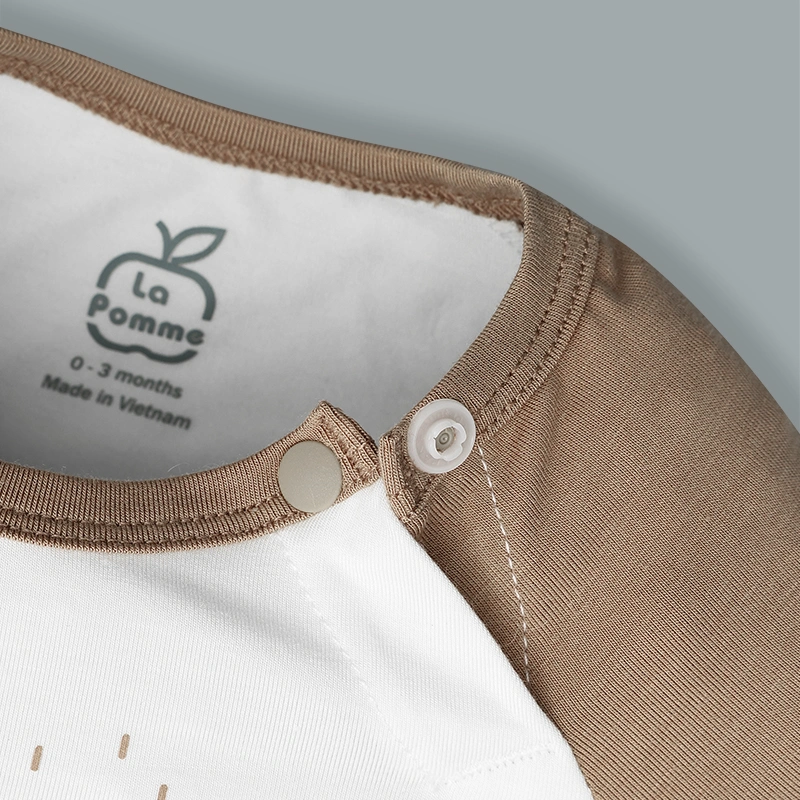 Bodysuit cài vai raglan xin chào bạn mới La Pomme màu hồng - trắng 19