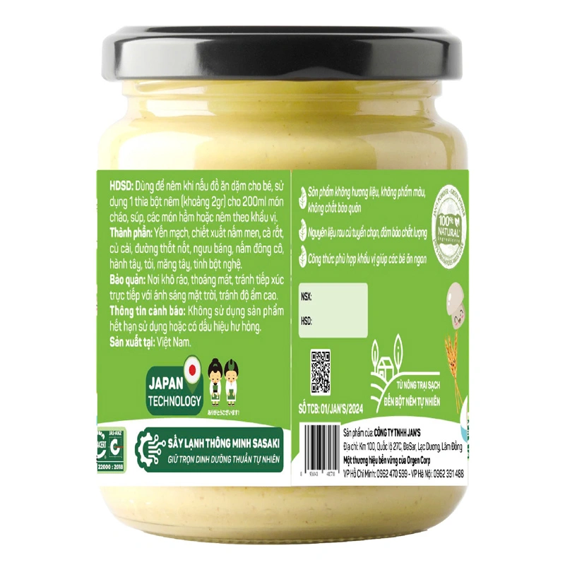 Bột nêm Jan's Kodomo rau củ, tảo hũ 90g 4