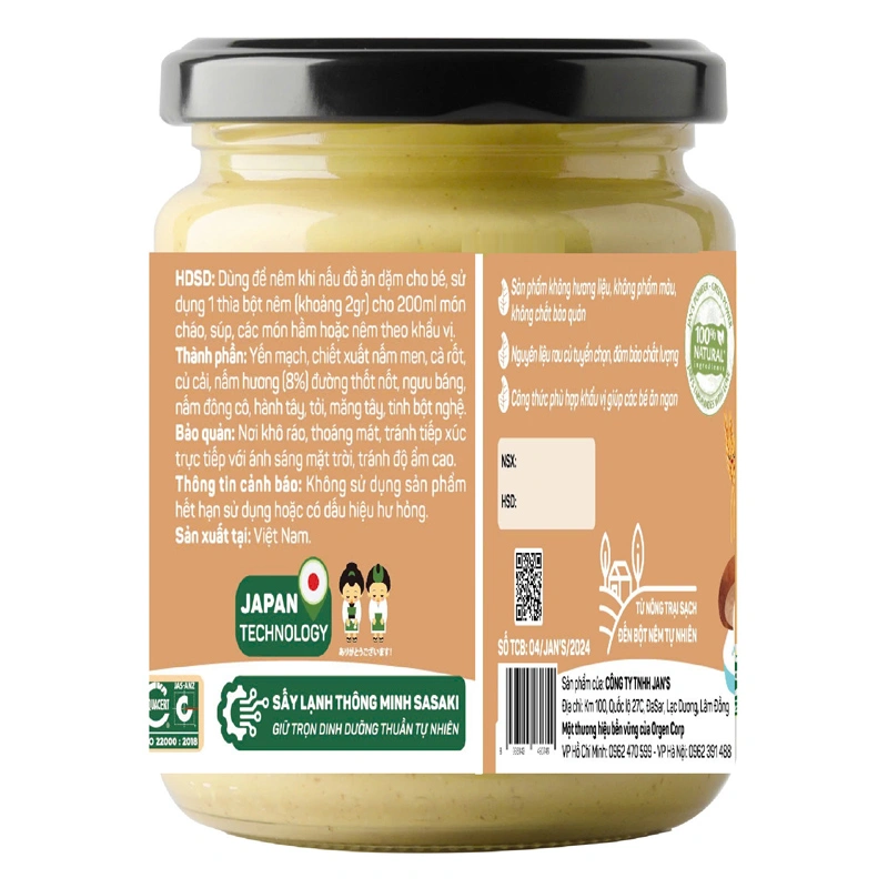 Bột nêm Jan's Kodomo rau củ, tảo hũ 90g 6