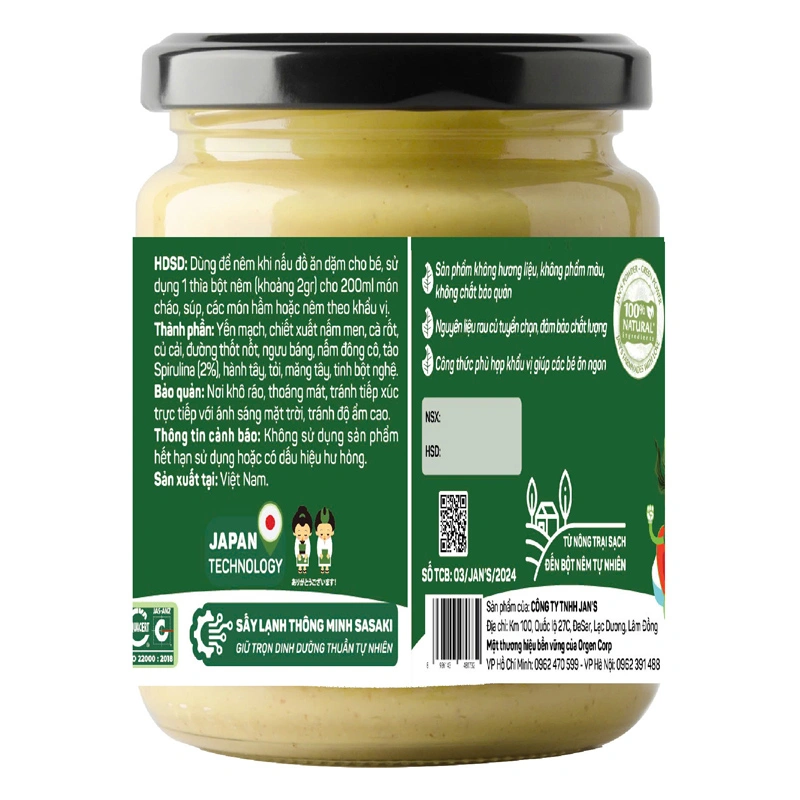 Bột nêm Jan's Kodomo rau củ, tảo hũ 90g 2